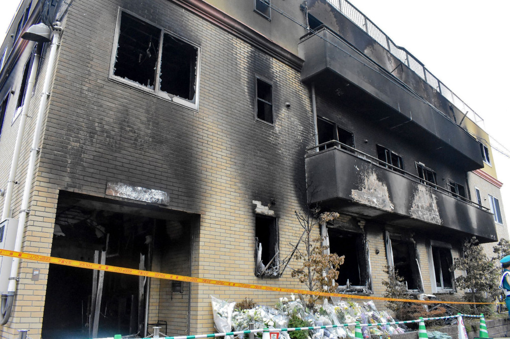A general overview of the Kyoto Animation studio building hit by a fire on July 18, killing dozens of people, in Kyoto on July 20, 2019.  (Photo : JIJI PRESS / AFP)