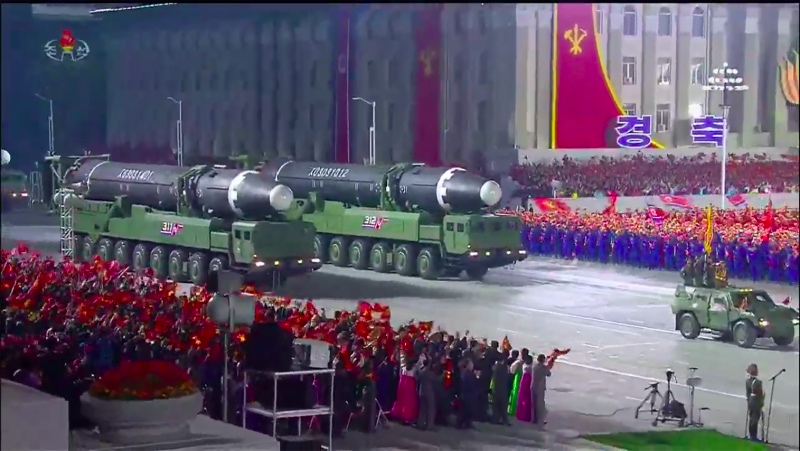 North Korea shows off missiles during military parade. Photo: AFP