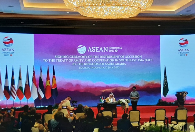  On July 12, Saudi Arabia signed an agreement to join the Treaty of Amity and Cooperation in Southeast Asia.