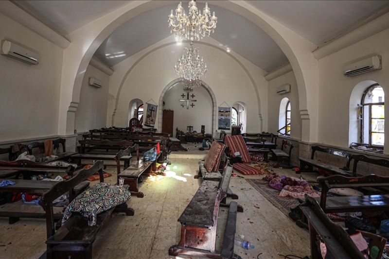 St Philip Chapel at the Al-Ahli Baptist Hospital which was attacked by Israel in Gaza on October 18 2023. (Anadolu Agency/Mustafa Hassona)