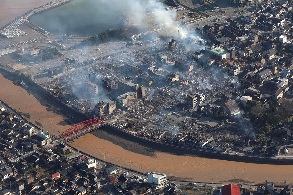  Fire in Wajima, Ishikawa Prefecture After Japan Earthquake. Photo: AFP