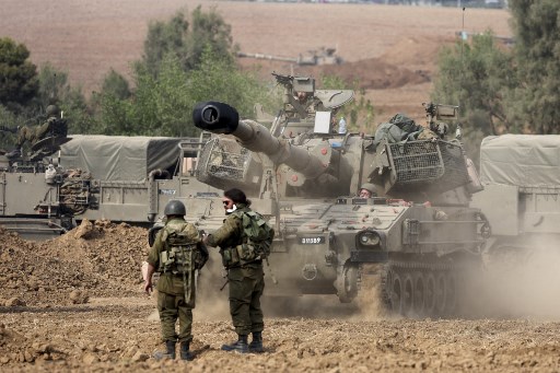 Israeli tanks on the Gaza border. Photo: AFP