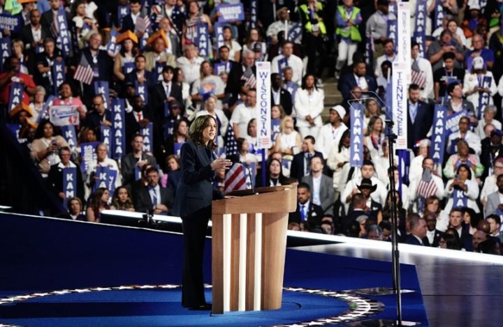 Kamala Harris at the Democratic National Convention. Photo: The New York Times.
