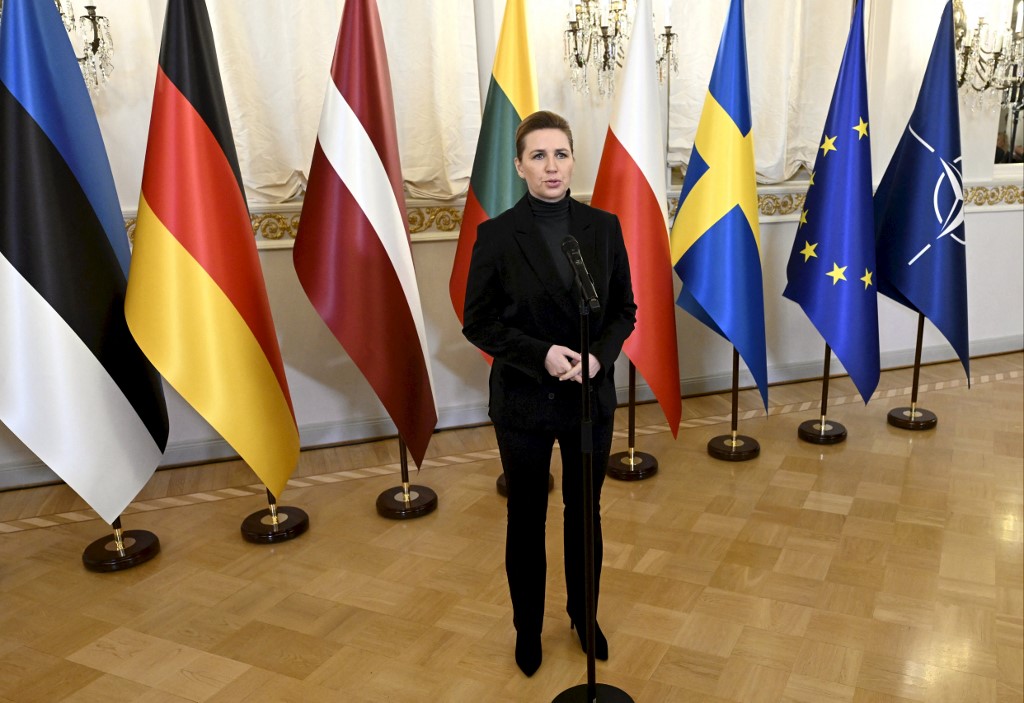 Danish PM Mette Frederiksen.  AFP PHOTO/Vesa Moilanen 