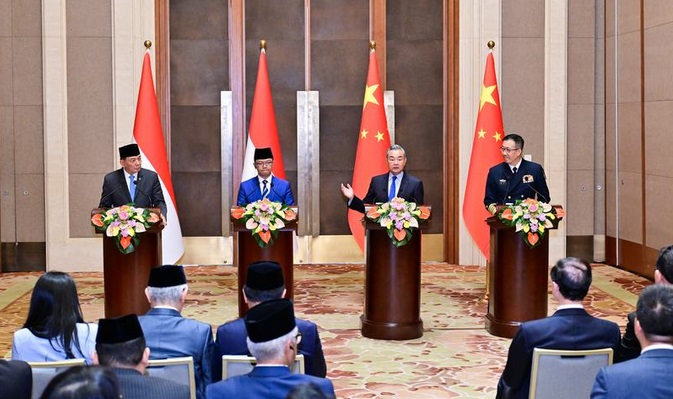  China-Indonesia Joint Foreign and Defense Ministerial Dialogue in Beijing, China, April 21, 2025.  (Xinhua/Yue Yuewei)