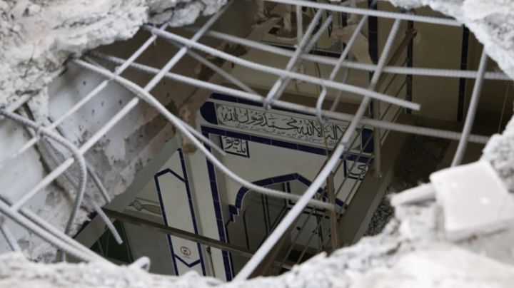 A mosque in Lahore, Pakistan, was heavily damaged in an Indian attack. Photo: Anadolu