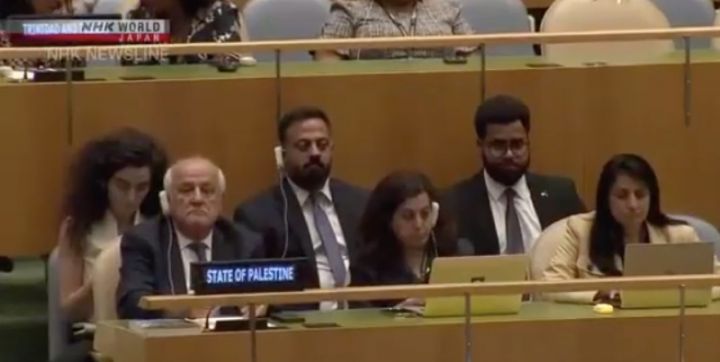 外媒：历史性时刻，巴勒斯坦代表首次坐上联大会员国席位 
