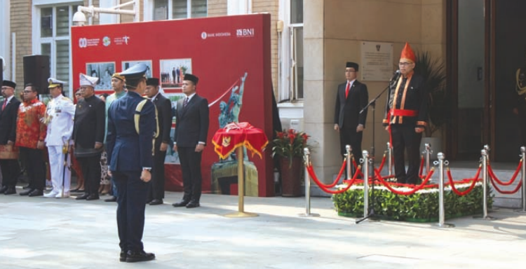 庆祝国庆节，印尼驻华使馆举办升旗仪式